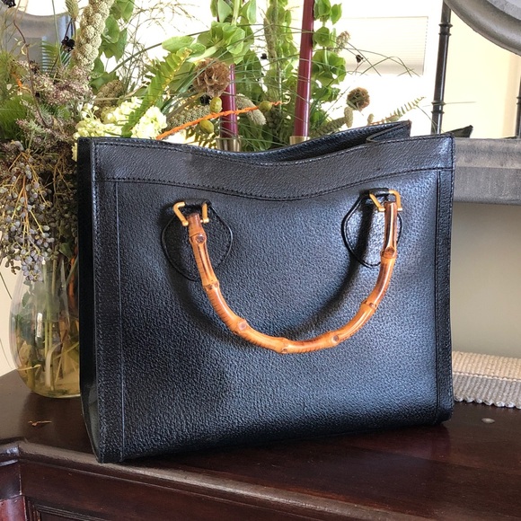 Gucci Handbags - Elegant Black Tote Bag with Bamboo Handles